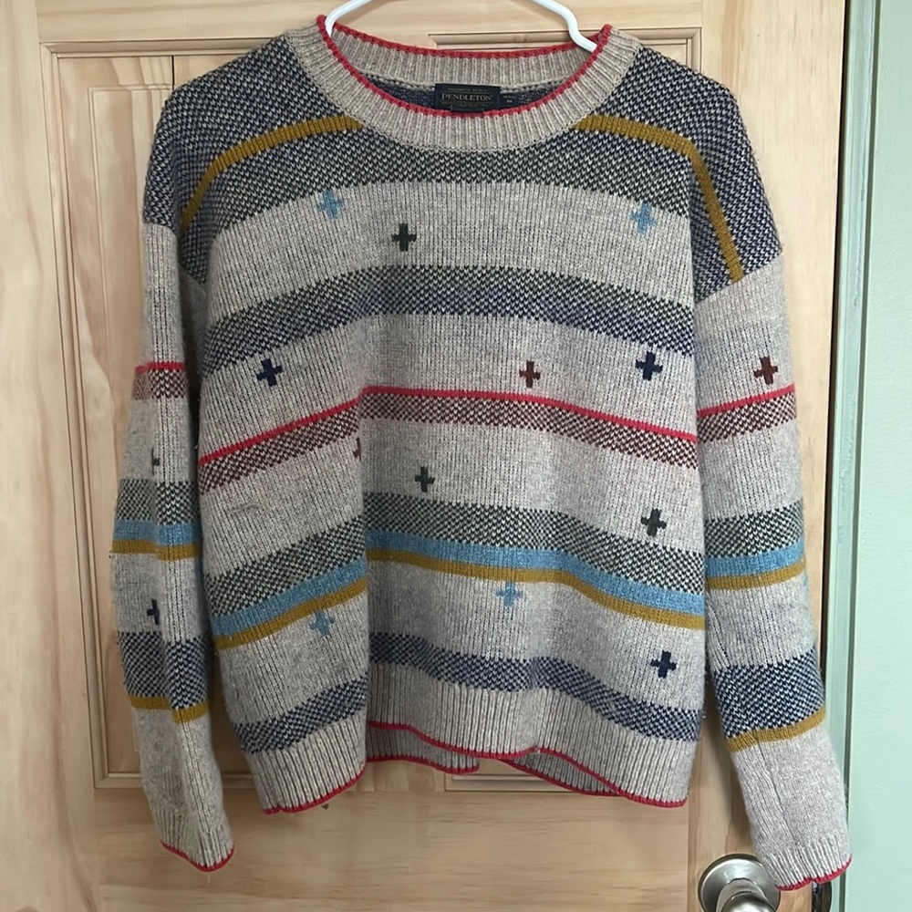 Pendleton Bridger Stripe Lambswool Sweater Medium Petite